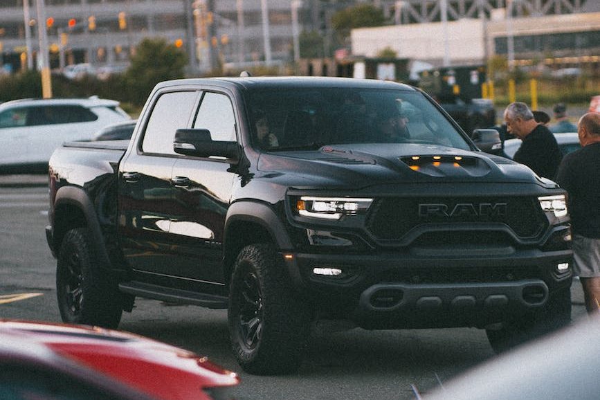 black pickup truck on the street